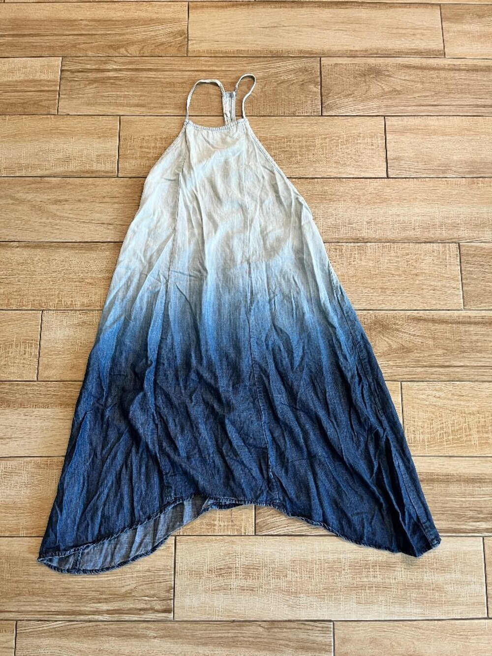 Womens Standards & Practices Blue Ombre Denim Midi Dress - S
